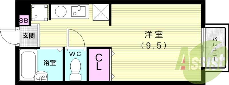 お部屋も７帖で広いです