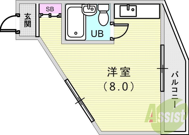 洋室が広いのでレイアウトが工夫できます