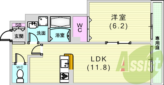 1LDK（41.83平米）システムキッチン・追炊・独立洗面台
