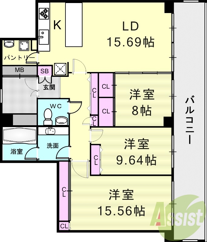 3LDK（133.81平米）食器洗浄機・エアコン・3口コンロ