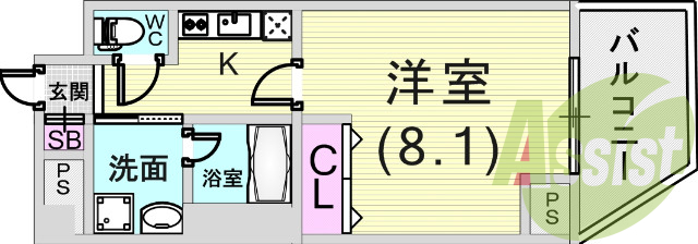1K（29.6平米）ネット無料・浴室乾燥機・モニターホン
