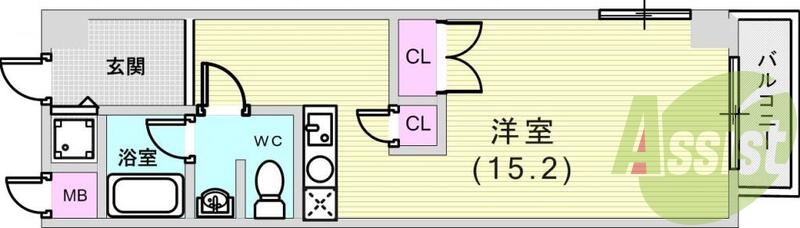 1R（31.5平米）独立洗面台・バルコニー・IHコンロ・収納