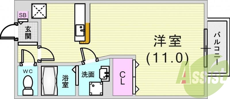 1R（30.08平米）システムキッチン・浴室乾燥機・エアコン