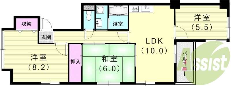 3LDK(65.61平米)モニター付きインターフォン・下駄箱