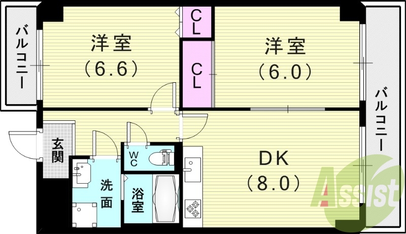 ２DK（49.27平米）システムキッチン・ウォシュレット