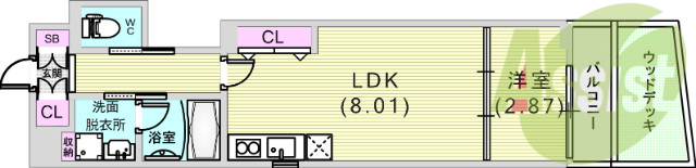 1ＬＤＫ（29.4平米）システムキッチン・独立洗面台・収納