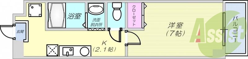 1K（25.87平米）１口コンロ・オール電化・エアコン