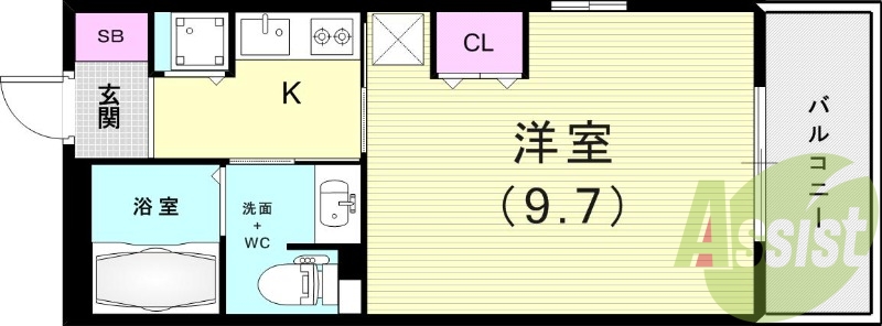 1K（２９.８７平米）2口ガスコンロ・アメリカンセパレート