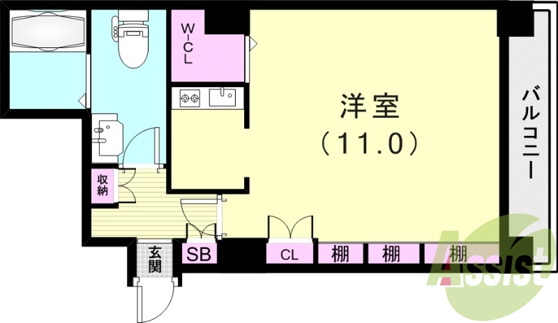 1R(36.93平米)システムキッチン・AL・エアコン