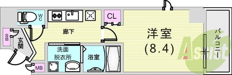 １Ｋ（２９．０８平米）システムキッチン・浴室暖房乾燥機・収納