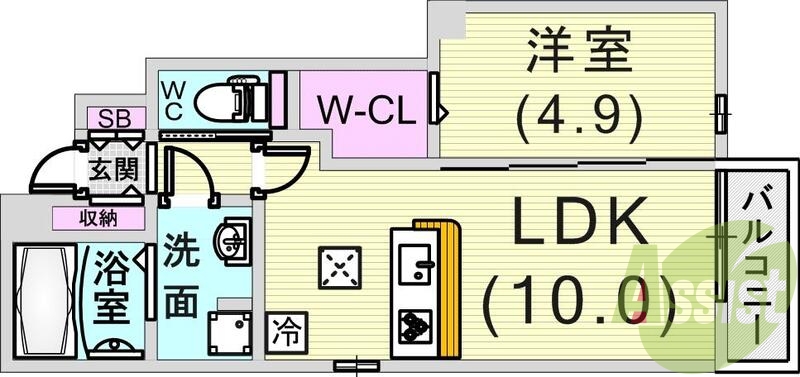 1LDK（39.06平米）システムキッチン・洗髪洗面化粧台