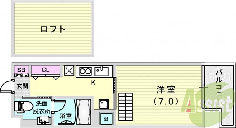 １K＋ロフト（２４．７８平米）モニター付きインターホン