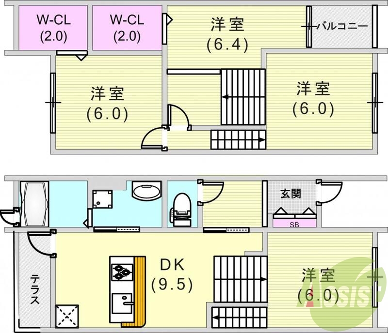 3LDK（84.76平米）カウンターキッチン・追い焚き