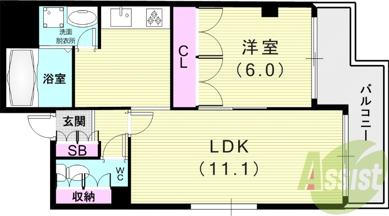 1LDK（50.5平米）3口コンロ・オートロック・エアコン
