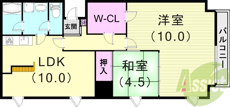 2LDK(64.5平米)システムキッチン・室内洗濯機置場
