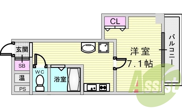 １Ｋ（２３．３８平米）エアコン・独立洗面台・セパレート