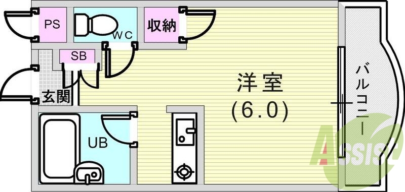 1K（20.01平米）ガスコンロ・エアコン