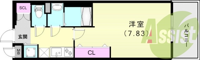 1K（25.05平米）エアコン・浴室乾燥機・シーリングファン