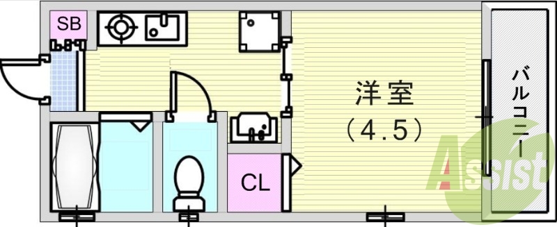 1K（20平米）室内洗濯機置場・独立洗面台・下駄箱