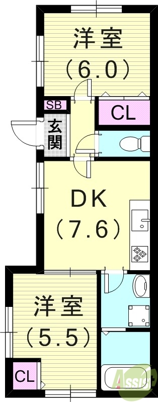 2DK（49.85平米）システムキッチン・追い焚き・食洗器
