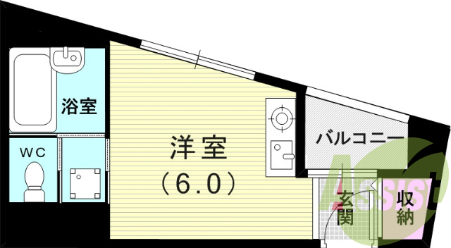 ワンルーム（２０．３６平米）エアコン・ガスコンロ・セパレート
