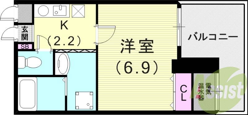 1K（23.13平米）エアコン・温水洗浄便座・モニターホン
