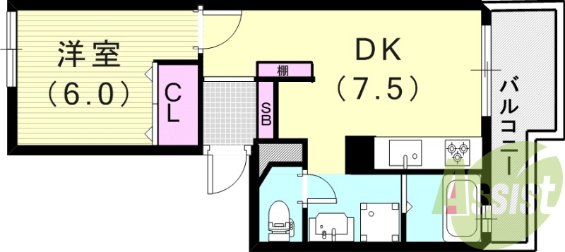 1DK(37.45平米）TVモニター付きドアホン・追焚付