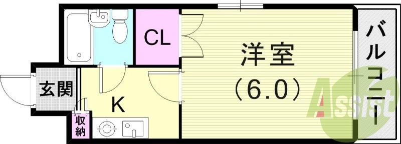 1R（18平米）家具家電付・エアコン