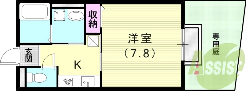 1K（27.52平米）オートバス・室内洗濯機置場
