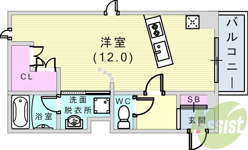 1R（35平米）システムキッチン・浴室TV・追い焚き・収納