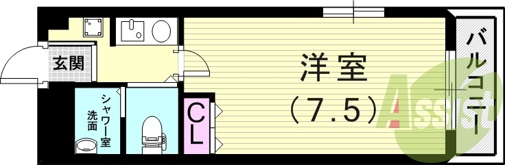 1K(20.47平米)シャワールーム・ドラム式洗濯機
