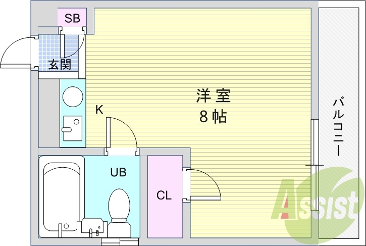 １R（１8平米）TVインターホン・エアコン・IHコンロ
