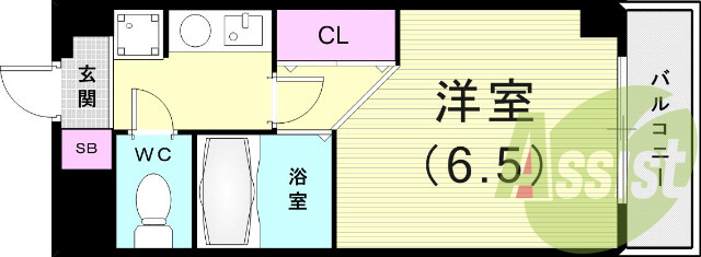 １Ｋ（19.08平米）エアコン・ＩＨ・下駄箱・室内洗濯機置場