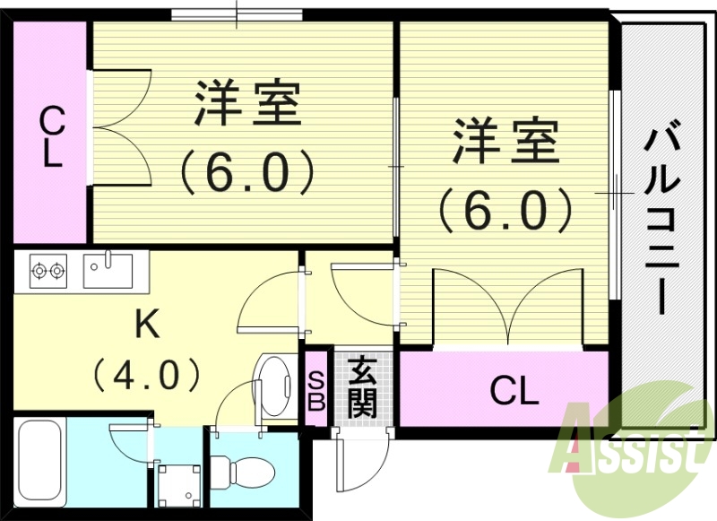 2K（33.81平米）エアコン・システムキッチン・収納