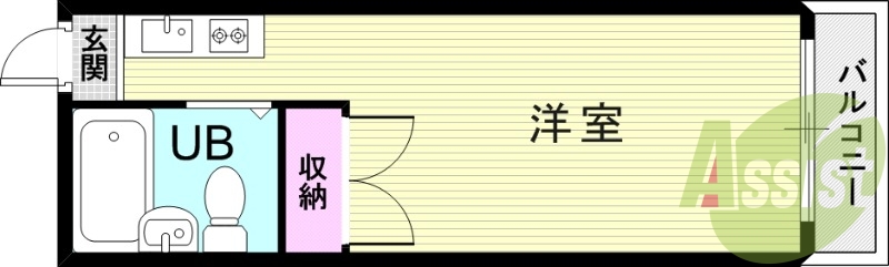 １Ｒ（20平米）３点ユニット・モニタ付インタホン