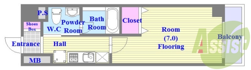 セパレートでリビングが広めの単身さん向けの間取りです。