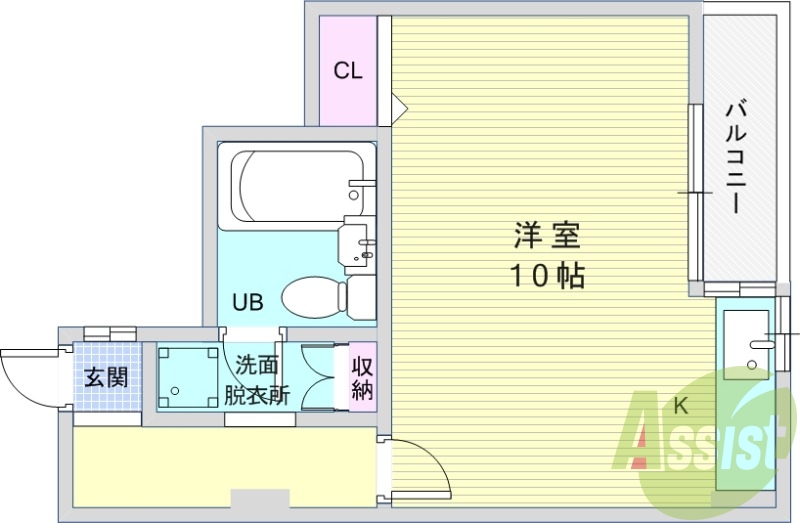 1R（33.5平米）室内洗濯機置き場・エアコン