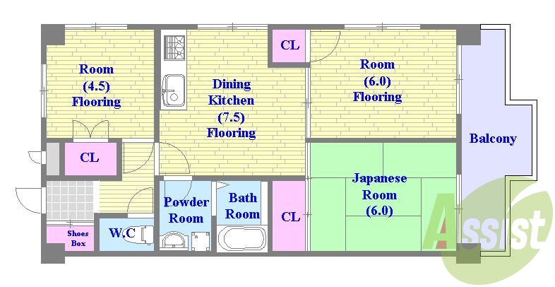 各部屋がゆったりとした、ファミリータイプの間取り。