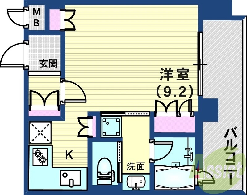 広々9.3帖のそれぞれが独立している使いやすい間取り