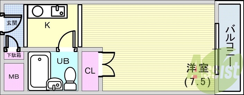 1R（18.2平米）３点ユニット・ミニキッチン