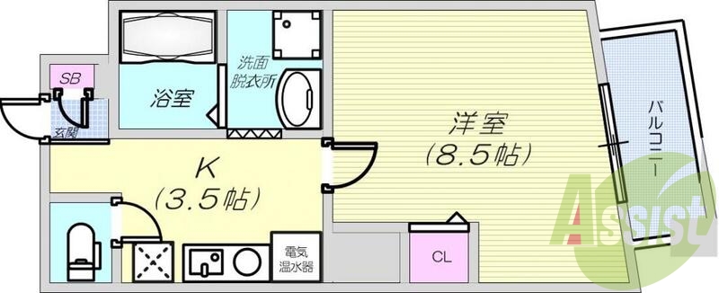 1K（29.47平米）エアコン・温水洗浄便座・モニターホン