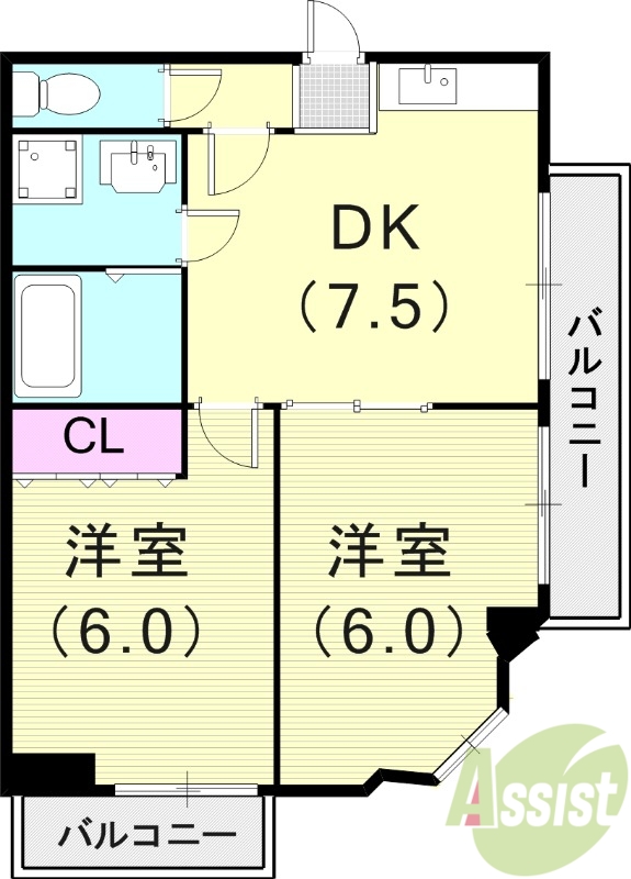 2DK（38平米）室内洗濯機置場