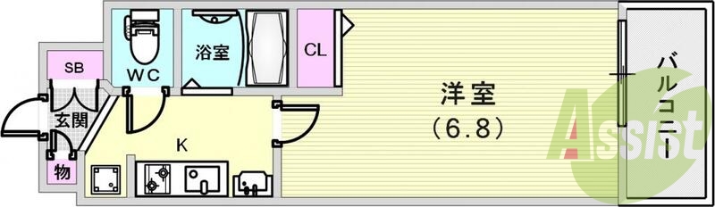 綺麗な洋室のある1Kになります