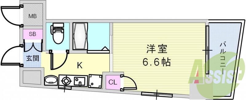 １Kの間取りです