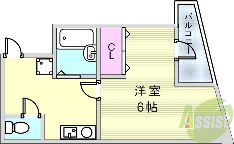 ６帖のオシャレな洋室です。