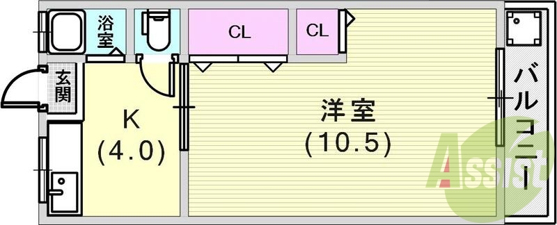 洋室が広々しているお部屋です。