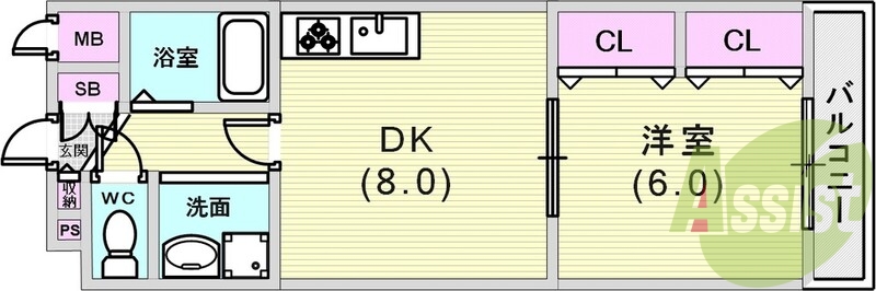 収納たっぷりの1DK