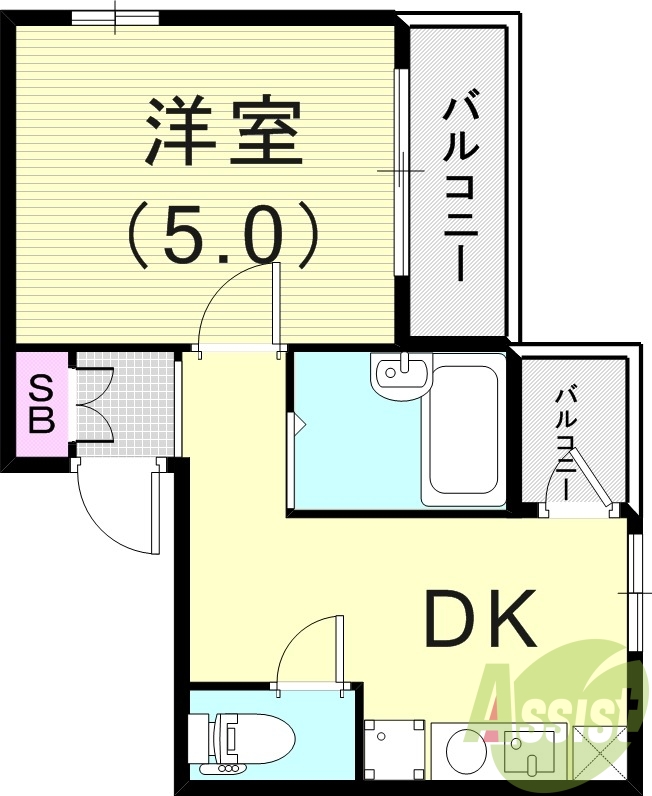 1DK(19.11平米）シューズボックス・エアコン２基