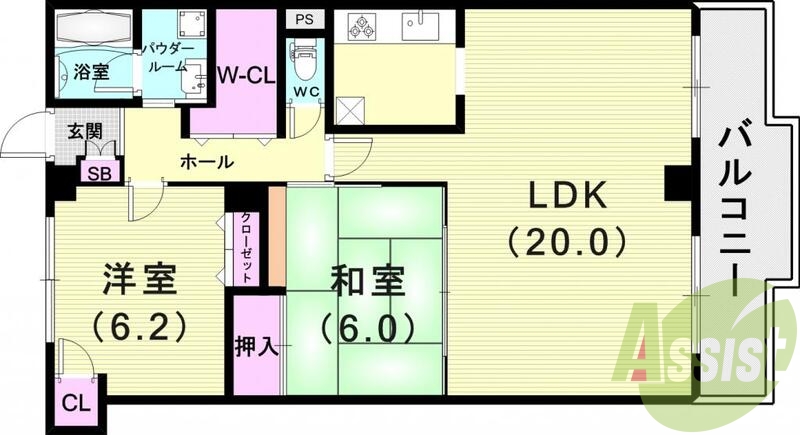 2LDK（72平米）ネット無料・モニターホン・南面バルコニー