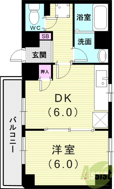 1DK(32平米)独立洗面台・エアコン・室内洗濯機置場